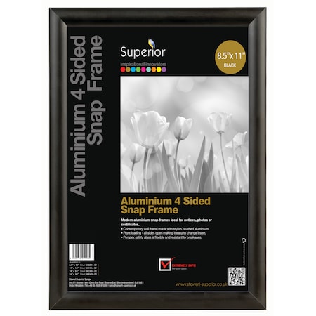 Seco Poster Snap Frame, 8.5" x 11", Black SN8511BLACK